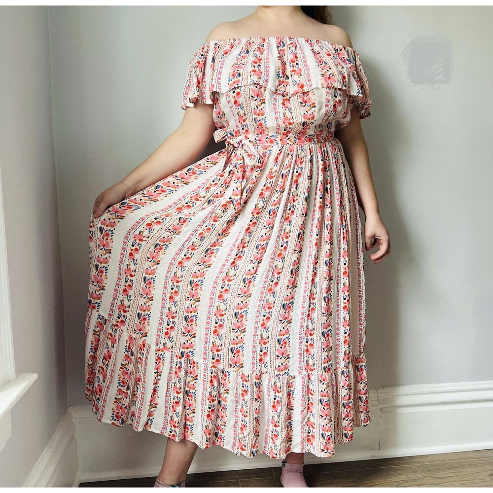 Margaux Riviera Boho Floral Bohemian Chic Resort Wear Coastal Luxe Maxi Dress L - Picture 3 of 11
